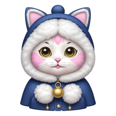 kawaii neko, cute outfit with bell sticker