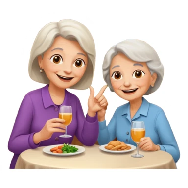 conversación dentro de un restaurant  dos personas y una de las persoans sea una abuela sticker