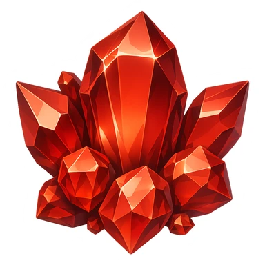 Edit the image to make the crystal cluster red. Keep the original style and transparent background. sticker