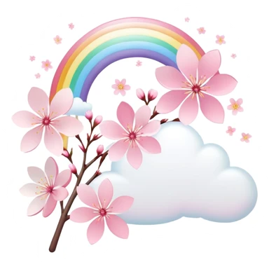 Cute Pastel pink and white Cherry Blossom Sakura Starburst Rainbow sticker