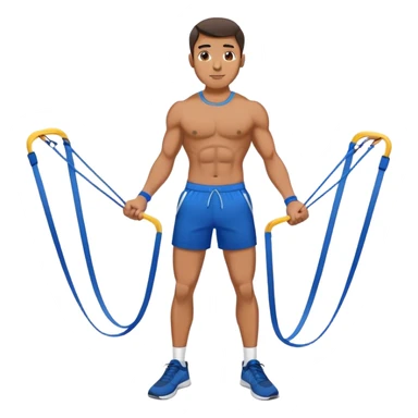 fit man with blue shorts resistance bands exercises sticker
