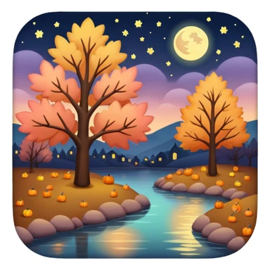 soft pastel autumn night lights sticker