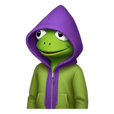 Kermit with purple hoodie sticker