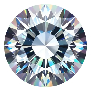 Make it 3D emoji style: add a silver jewelry setting to the round cut white diamond with subtle holographic glow sticker