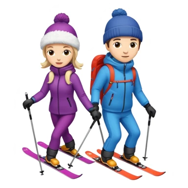 a couple skiing  sticker