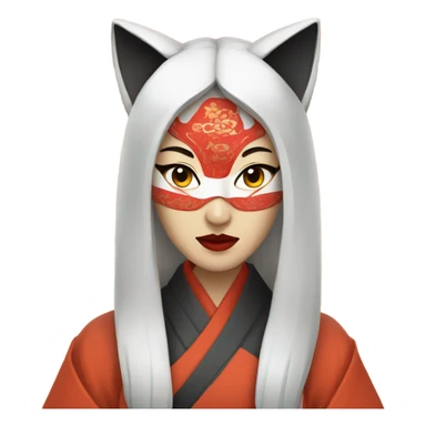 woman wearing kitsune japanese mask sticker