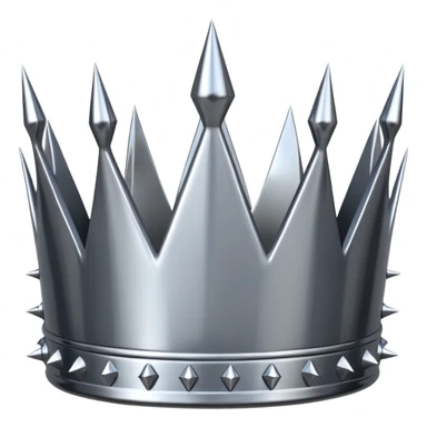 A spiked crown emoji made of silver chrome, sharp yet rounded metallic spikes, glossy reflections, aggressive luxury swag aesthetic, iOS emoji style, centered, clean white background sticker