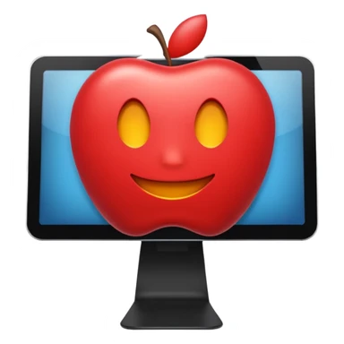 computer screen displaying .com emoji style Apple sticker