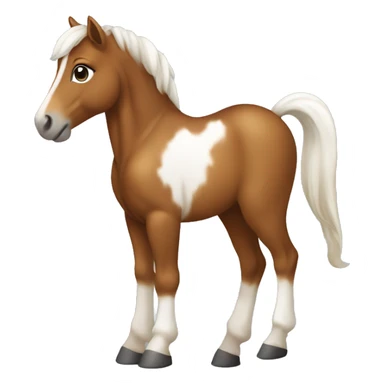 Baby brown horse with white down its face and white back legs  sticker