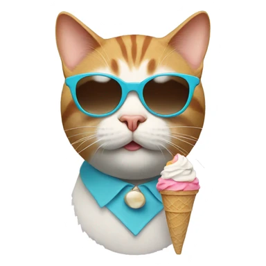 cat with sunglasses and an ice cream  sticker