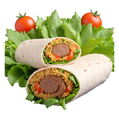 A Turkish wrap with raw bulgur kofte and fresh greens sticker