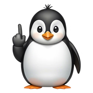 A penguin with the middle finger smirking sticker
