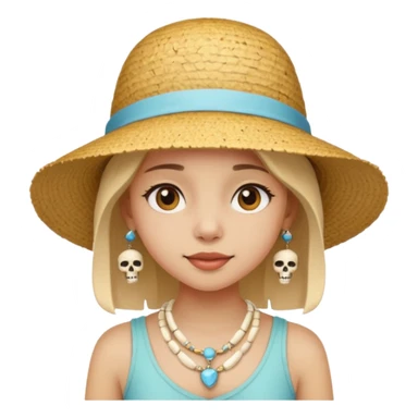 Hatted ancient girl wearing Bone Necklaces sticker