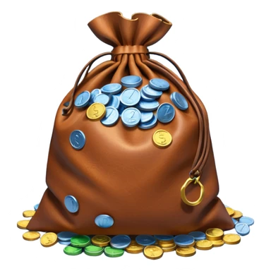 brown money bag of blue coins sticker