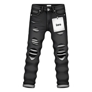 Black ripped jeans with white tag in back sticker