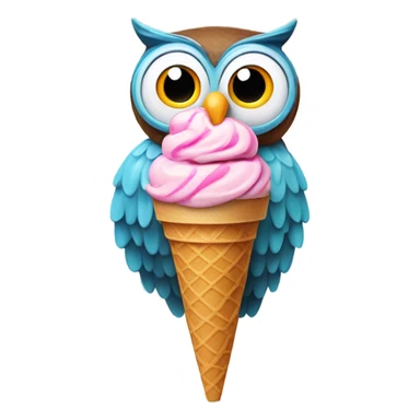 Owl eating ice cream sticker