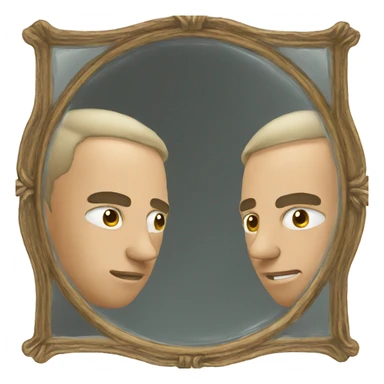  a man looking at a mirror reflection of himself sticker