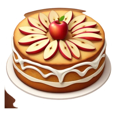 cinematic-realistic-apfelkuchen-dessert-emoji,-depicted-as-a-classic-apple-cake-with-cinnamon-and-thinly sliced apples on the top neatly spread out-rendered-with-soft-textures-and-warm,-inviting-lighting. sticker