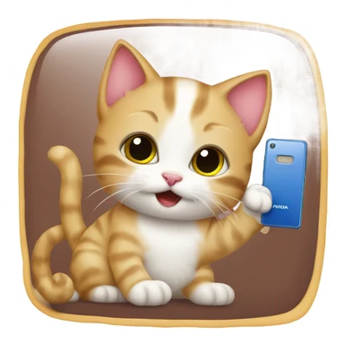 kitten using a nokia sticker