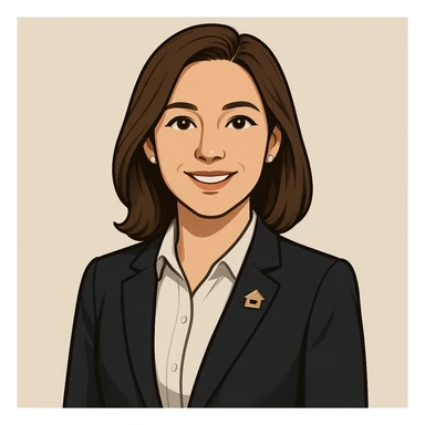 AI avatar for real estate, professional, friendly, modern, business attire, neutral background, digital illustration sticker