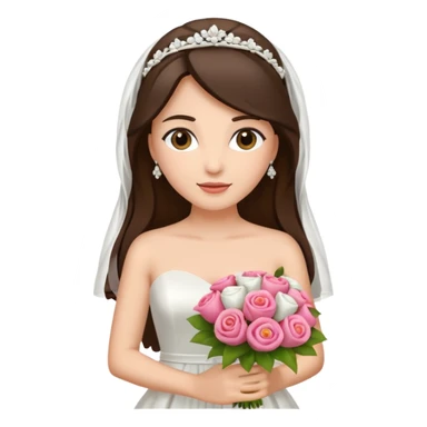 brunette bride with bouqet sticker