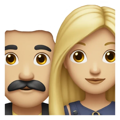 Man with black hair and a moustache and woman with long blonde hair sticker