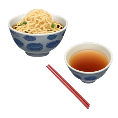 bowl of ramen next to a cup of tea  sticker