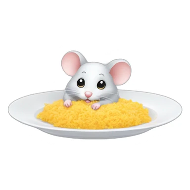 fluffy cute mouse look on plate-with-food sticker