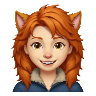 Werewolf ginger hair girl with a smile sticker