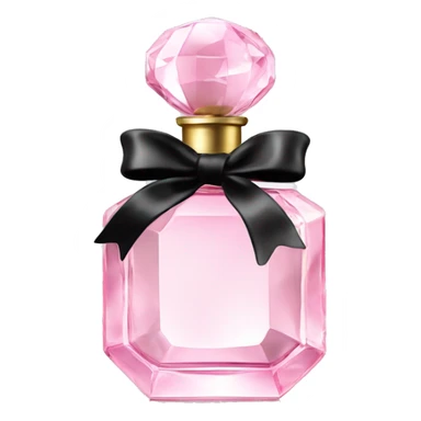 light pink crystal perfume bottle with black ribbon display sticker