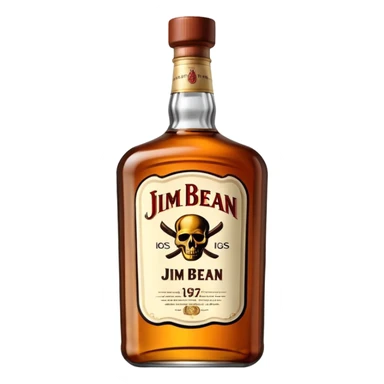 single whiskey bottle, Jim Beam bottle shape, plain glass sticker