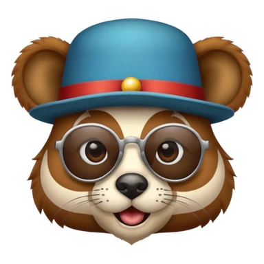 a sunglasses circus animal with hat  sticker
