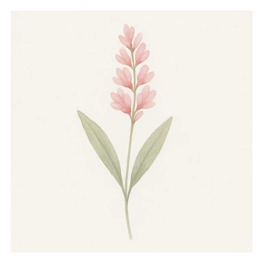 Make the lavender sprig more detailed, with delicate petals and realistic leaves, while keeping the soft background and gentle, minimal look in a watercolor art style. sticker