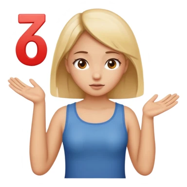 A girl shrugging his shoulders with a 6 above his left hand and a 7 above his right hand. sticker