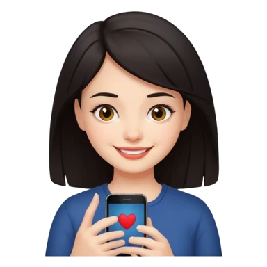 Dark-haired girl posting on instagram sticker