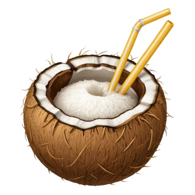 Coconut with straw sticker