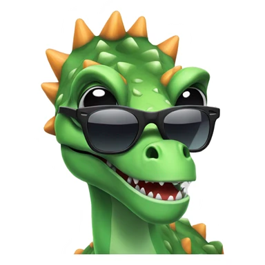 dinosaur with sunglasses using a pc  sticker