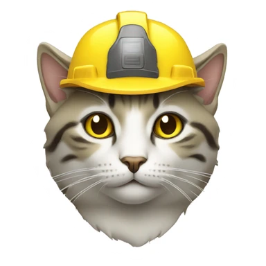 worker cat head with yellow  hard hat sticker