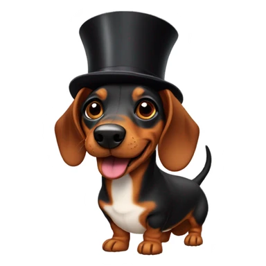Weiner dog wearing a top hat sticker