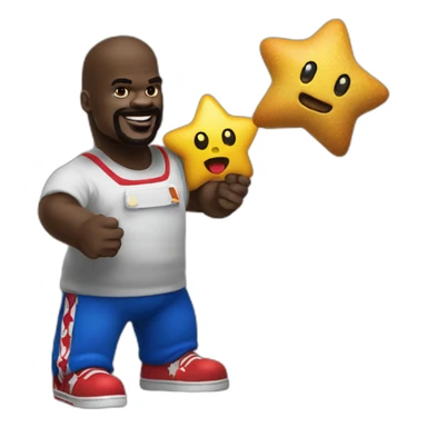 Shaquille O'Neal eat Mario star sticker