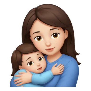 baby hug mommy brunette sticker
