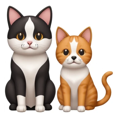 Minimalistic flat vector icon, iOS style, thin black contour on white background. Cat and dog sitting together. Clean, no text, no shadows. sticker