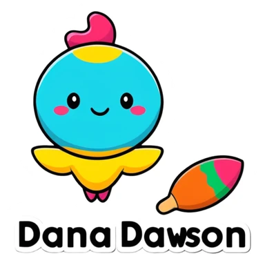 'Dana Dawson' name in a playful, bold, and fun sticker style sticker
