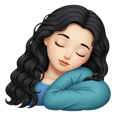 Ragazza capelli lunghi neri mossi che dorme  sticker