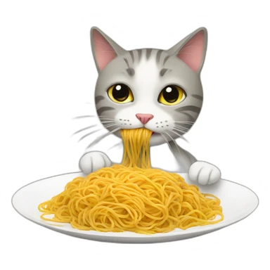 cat eating spaghetti sticker