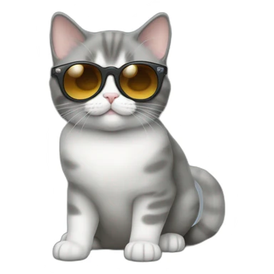 munchkin cat all gray with sunglasses sticker