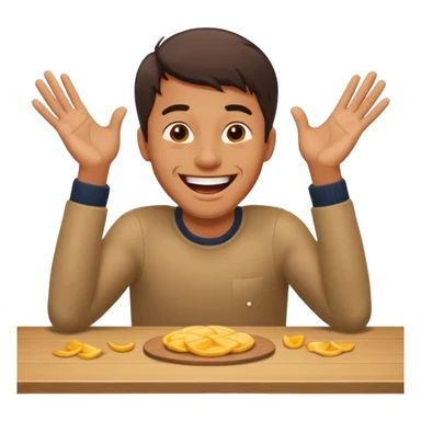 A man is laughing and banging with both hands on the table in front of him sticker