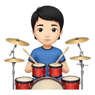 niño trigueño de cabello negro tocando la batería  sticker