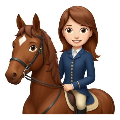 brown haired girl on a cheatnut hporse smiling' sticker