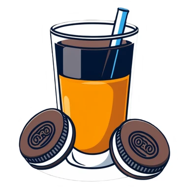 double stuffed Oreos with orange juice sticker